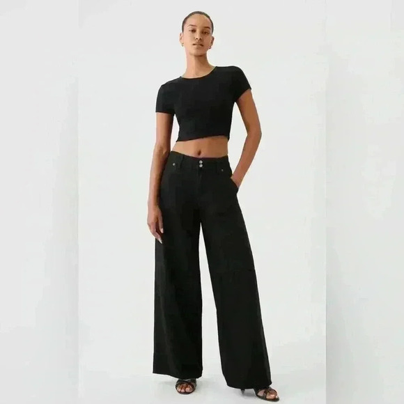 NWT Gap Mid Rise UltraSoft Baggy Wide Leg Jeans~ Black ~ 12 /31 - Picture 2 of 12